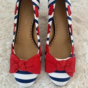 Gianni Bini Nautical, Patriotic White & Blue Heels